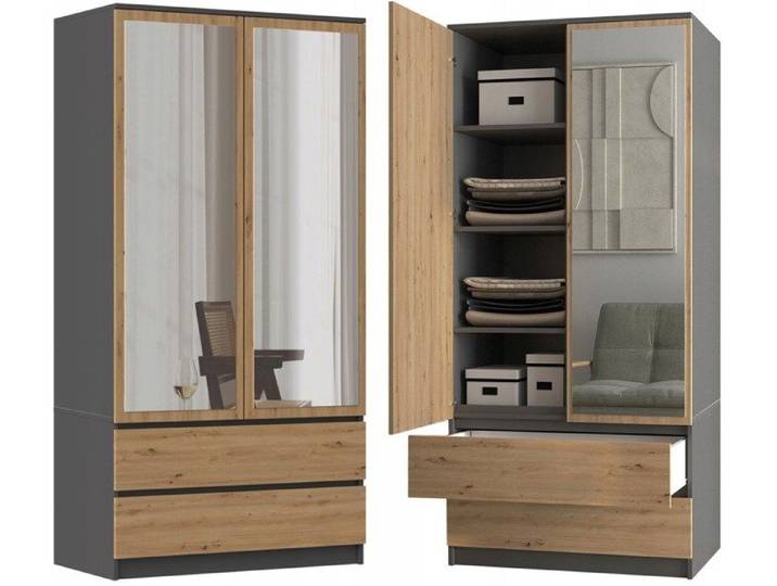 Armoire Malwa SS-90L CHÊNE ANTHRACITE ARTISAN