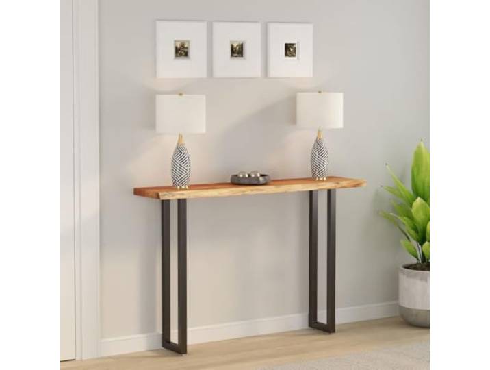 PTUGUOF Akazienholz Tischplatte 160x30x2,5cm Rechteckig Massivholz Baumkante, Naturkante, Vielseitig für Bartisch, Beistelltisch, Feuchtes Tuch Reinigung