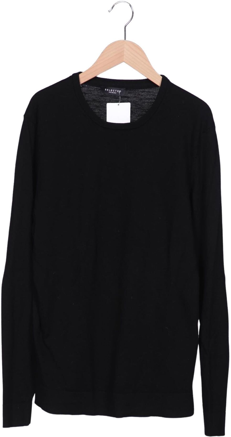 Selected Herren Pullover, Schwarz, Gr. L, Wolle - Second Hand