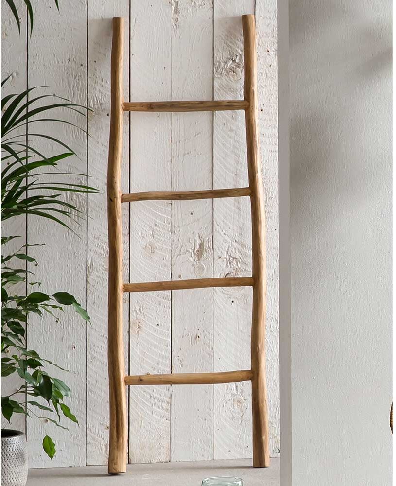 Pharao24.de Deko Holzleiter aus Teak Recyclingholz Landhausstil