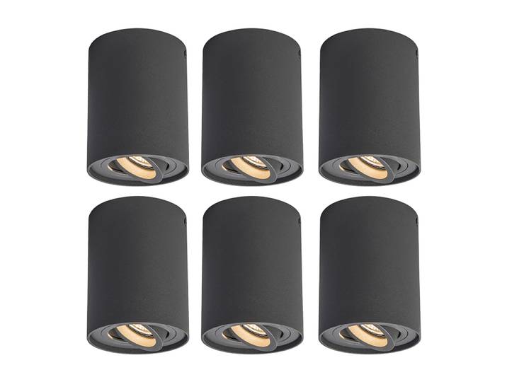 Lot de 6 spots intelligents gris foncé avec WiFi GU10 - Rondoo up