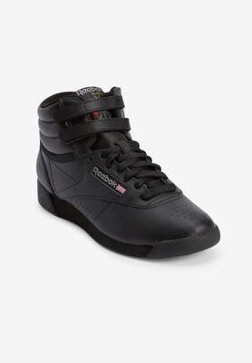 Women's Freestyle Hi High Top Sneaker by Reebok in Black (Size 7 M)