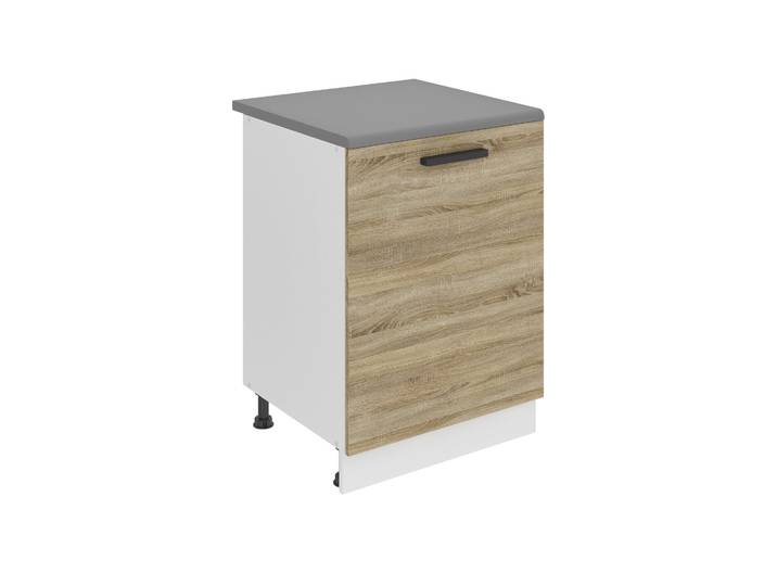 Belini élément bas de cuisine\, élément bas de cuisine largeur 60 cm. SD Armoire basse de cuisine avec plan de travail. Armoire de cuisine avec 1 porte\, chêne Sonoma