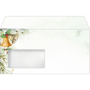 Sigel Weihnachtsumschläge DU647, DIN lang, Bells, mit Fenster, 50 Stück