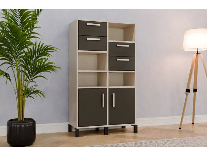 Büro Highboard nach Maß - RAL 6008 Braungrün - 142x80x38cm - Individuell konfigurieren