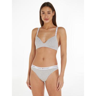 Bikinislip, Damen, Gr. XS (34), grau (light grau heather), Webqualität, Obermaterial: 53% Baumwolle, 35% Modal, 12% Elasthan, TOMMY HILFIGER UNDERWEAR, meliert, figurbetont, Unterhosen, mit Logo auf dem Taillenbund