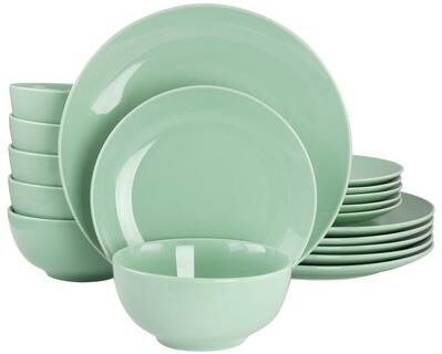 Elama Luna 18 Piece Porcelain Dinnerware Set in Mint