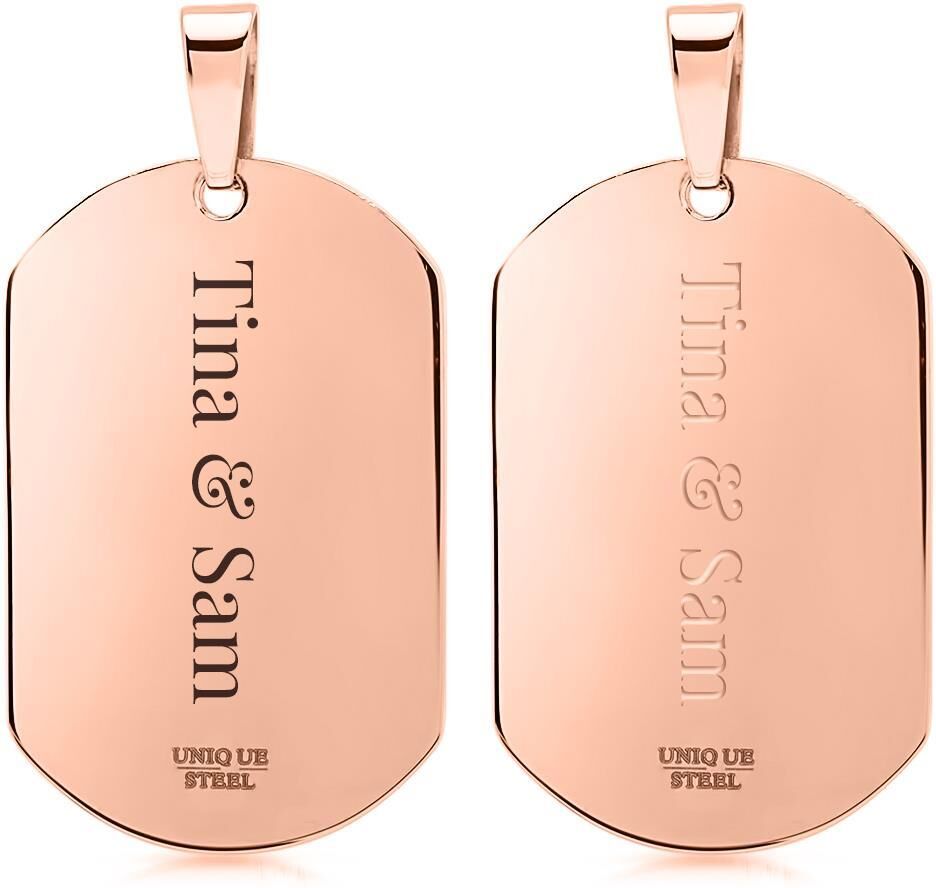 Unique Edelstahl Dog-Tag-Anhänger rosé Zirkoniasteinen rosé