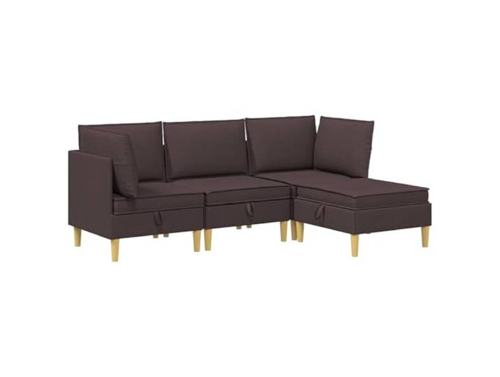 PUGYNBK Modulares Sofa-Set mit Aufbewahrung, 4-teilig, Dunkelbraun Robustes Sperrholz, Kissen aus Polyester, abnehmbare Bezüge, flexible Aufteilung