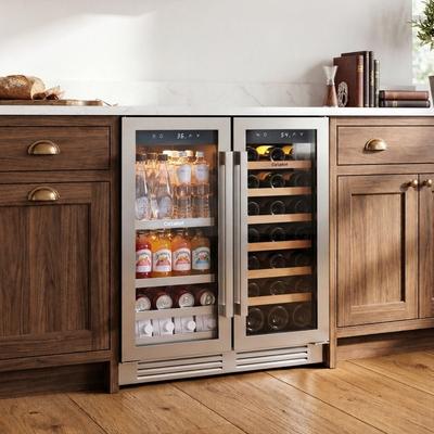 Ca'Lefort 30-Inch 33-Bottle 80-Can Dual Zone Wine and Beverage Cooler, Built-In/ Freestanding French Door Refrigerator