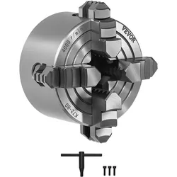 VEVOR 4-Backen-Drehfutter, 80 mm, Spannfutter, 5-80 mm Spannbereich mit T-Schlüssel-Befestigungsschrauben, umkehrbare Backen, HT300-Material, für Holz-Metall-Drehmaschine