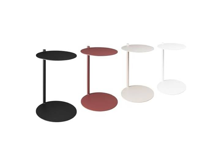 Natural Goods Berlin 1x Beistelltisch Luna - Kleiner Beistelltisch Rund Beige 55cm hoch - Coffe Table, Kleiner Couchtisch Beige C-Form, Nachttisch Metall - Sofa Tisch Klein, Side Table Living Room
