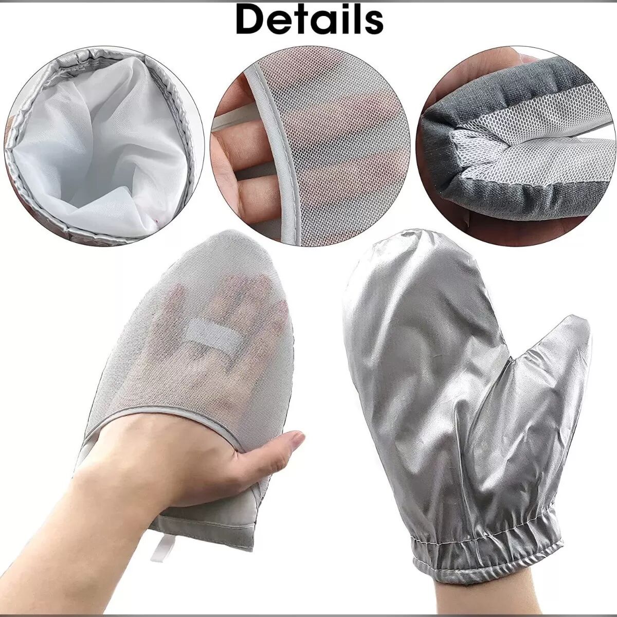 INF Dampf-Bügelhandschuh-Set – Handbügelbrett mit 2 Aramid-Hitzeschutz-Fäustlingen, Grau, Schutz vor Dampfverbrennungen