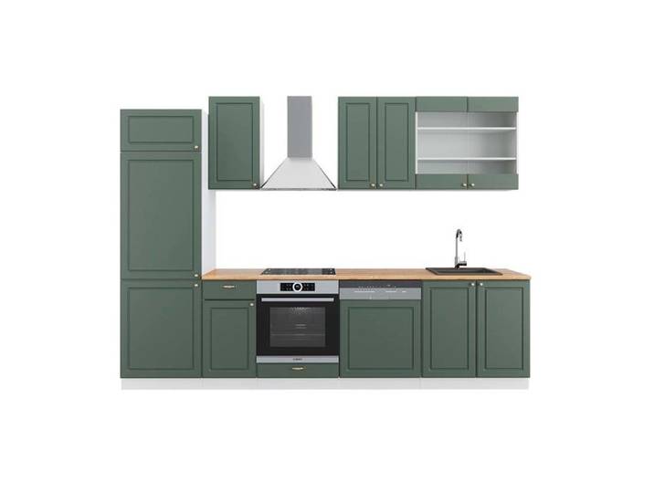 Cuisine Fame-Line 300cm PT Chêne Vert Or Campagne/Blanc Vicco 42501