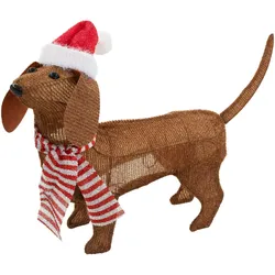 LED DACKEL WEIHNACHTSDEKO Innen mit Mütze und Schal 60x43 cm 40 LED