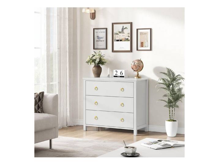 GarveeMore Kommode Kommode mit 3 Schubladen glatte Front Schubkastenkommode Nachtkommode, Sideboard Anrichte Moderne Mini-Kommode einfache Montage Stauraum