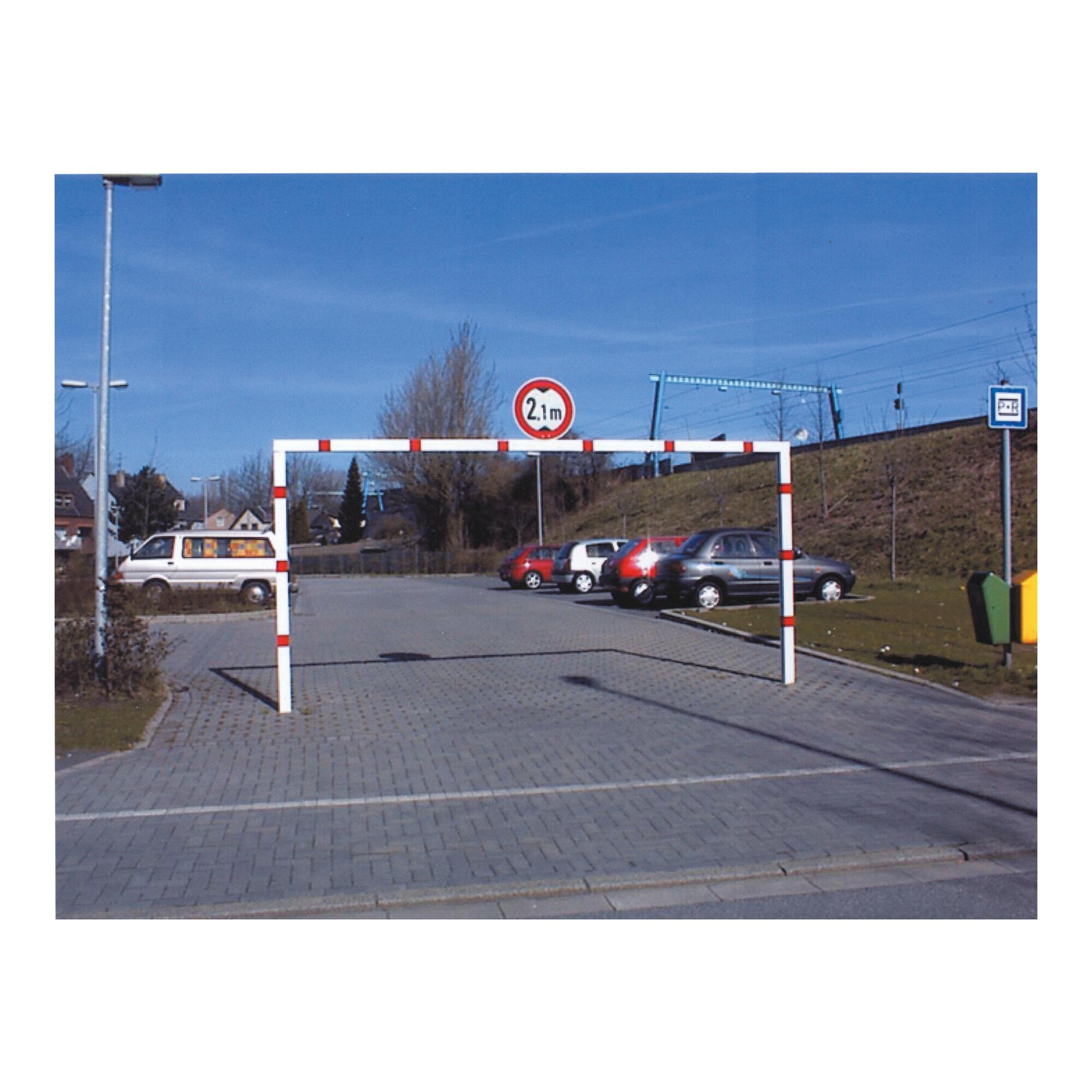 Schake Höhenbegrenzer 70x70mm, feststehend, zum Einbetonieren, 2,00m Gesamtbreite: 4,00m, weiß / rot (417_40B)