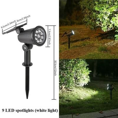 Uplift Essentials Solar Garden Spotlight Outdoor Waterproof 9 LED white Light