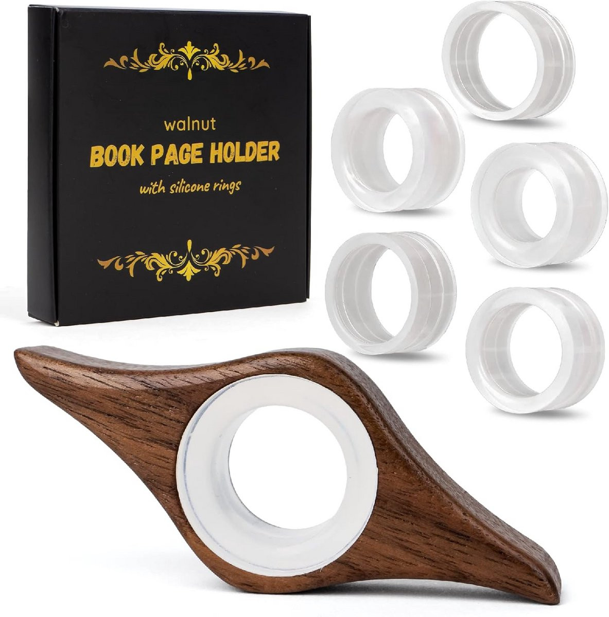 Houten Boek Pagina Houder met 5 Ringmaten - 9 x 9 x 1.8 cm