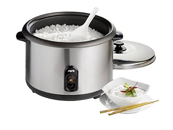 SARO Reiskocher elektrisch – 9,9 L – Für 4,2 L Reis – Antihaft-Innentopf – Edelstahlgehäuse – Automatikfunktion – Zubehör inkl. – 1,7 kW – Modell RICO