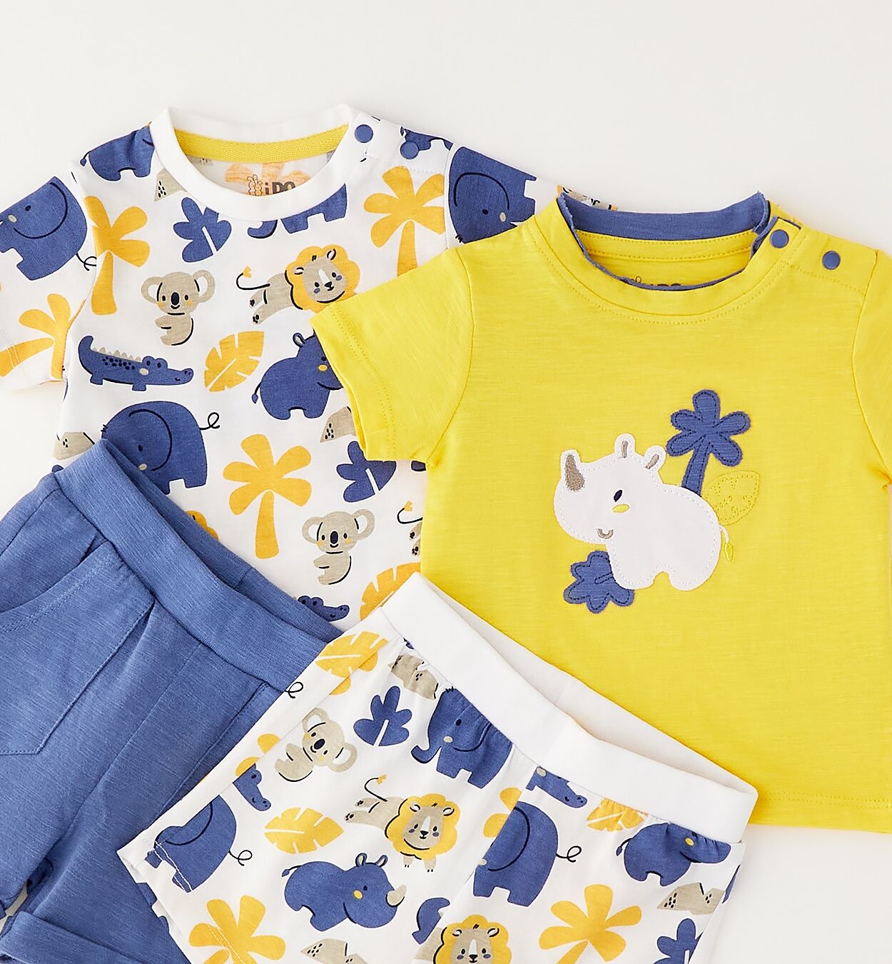 Shorts IDO "BABY BOY SUMMER SET", Jungen, Gr. 74, EURO-Größen, weiß, royal, 100% Baumwolle, Hosen Shorts