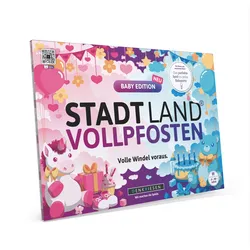 Denkriesen - Stadt Land Vollpfosten® Baby Edition –"Volle Windel voraus."| A4 Spielblock