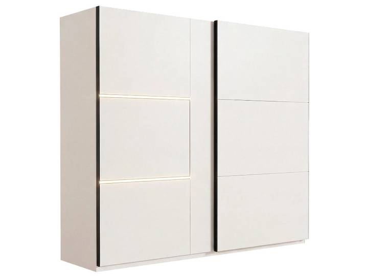 Beautysofa Schwebetürenschrank Travis mit 2 Türen und LED-Beleuchtung, 250 cm, Kaschmir, 250x215x65 cm, Schlafzimmer, Kleiderschränke, Schwebetürenschränke