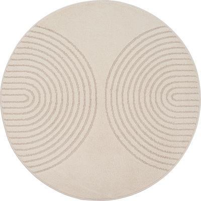 Teppich THE CARPET "Elisa", beige, H:12mm Ø:120cm, Polyester, Polypropylen, Teppiche, Teppich, moderner Wohnzimmer Teppich, hohe Flordichte und angenehm weich
