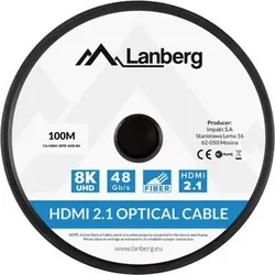 Lanberg HDMI – HDMI (100 m), Videokabel, Schwarz