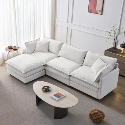Loedds L-Shaped Modular Cloud Sectional Sofa, Chenille Deep Seat Couch with Chaise