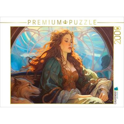 CALVENDO Puzzle Keltische Königin mit ihren Hunden | 2000 Teile Lege-Größe 90x67cm Foto-Puzzle für glückliche Stunden