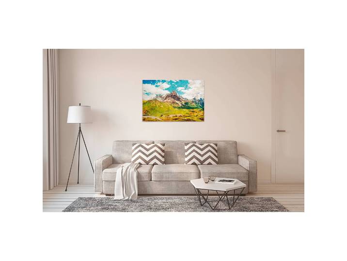 Impression sur toile Berge Dolomiti Polyester PVC / Épicéa Vert/Vert/Bleu 90 x 60cm