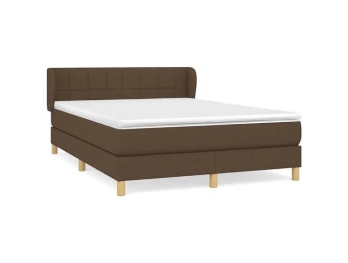 PUGYNBK Boxspringbett, 140 x 200 cm, Stoff, Dunkelbraun Verstellbares Kopfteil, Taschenfederkernmatratze, mittlere Festigkeit, atmungsaktiver Schutz