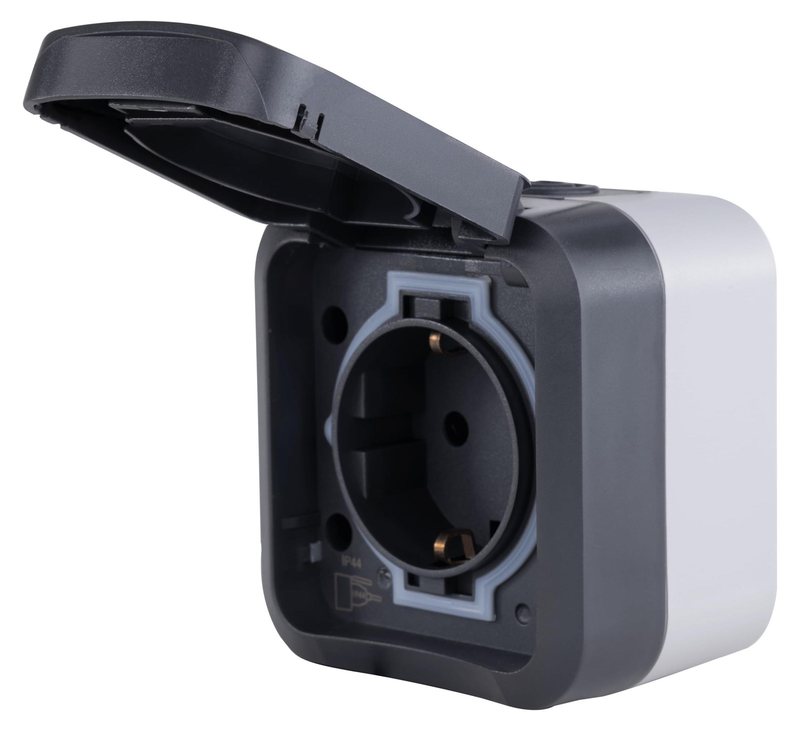 Selius 1-voudig opbouwstopcontact IP55 voor vochtige ruimtes, antraciet