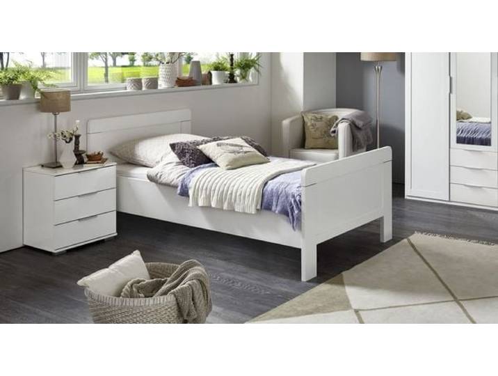 Einzelbett Aradeo Komfort 90x200cm Weiß klassischer Stil, höhenverstellbar