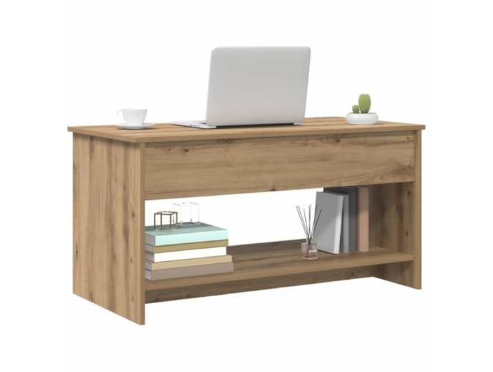 KTHLBRH Couchtisch Eiche Handwerk 80 x 50 x 41,5 cm Mehrschichtholz, 1 Einlegeboden, 2 Fächer, 75 kg Tragkraft, modernes Design für Wohnzimmer