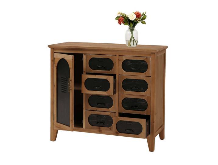 MCW Apothekerschrank MCW-O63-M Griffe und Fronten aus Metall, Vintage-Style