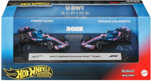 Hot Wheels Premium Formula 1 BWT Alpine F1 Team 1:64 Die-Cast Cars 2-Pack for Ages 14+
