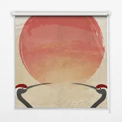 INNENROLLO - Fensterrollo - Rollo - 130x140 cm - Kraniche bei Sonnenuntergang