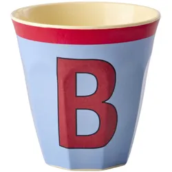 RICE Melamin Buchstabenbecher Vintage Medium, B Blau