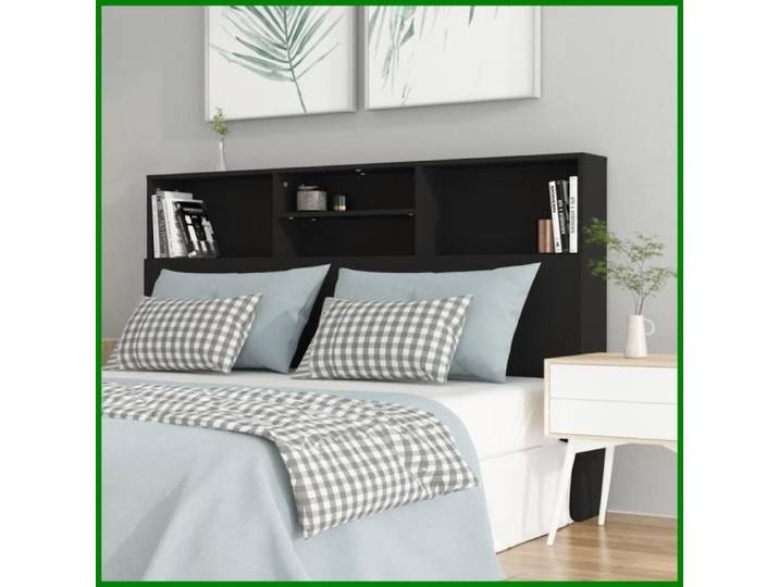 Tête de lit - VGEBY - Armoire de tête de lit 160x19x103 5 cm - Bois d'ingénierie - Noir - Design contemporain