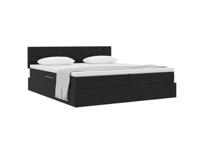 KTHLBRH Boxspringbett mit Matratze, Schwarz, 90 x 200 cm Hydraulisches Heben, Metallrahmen, Samtbezug, 2 Stück