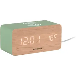 Karlsson, Wecker, Alarm clock Block w. phone charger LED jungle green, white LED