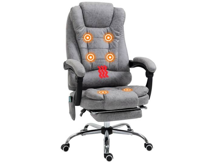 Gisaae Drehstuhl Massage Liege Wärmefunktion Fernbedienung ergonomisch Grau, Holz, 70x119x65 cm, Büromöbel, Bürostühle, Drehstühle