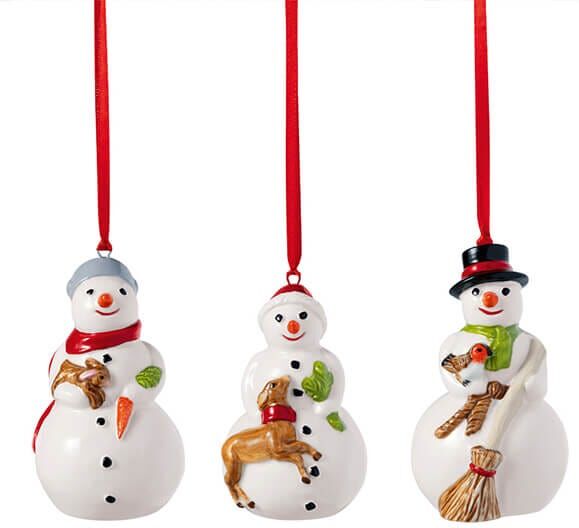 Villeroy & Boch Nostalgic Set of 3 Snowmen Ornaments