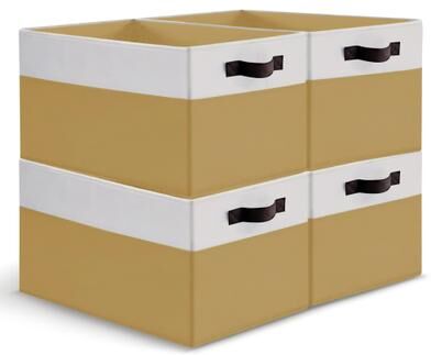 Cheer Collection 4 Pack Large Fabric Storage Baskets with Handles Collapsible Organizer Bins