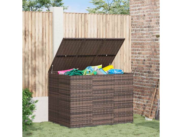 vidaXL Garten-Kissenbox PE Rattan 145x100x103 cm Braun