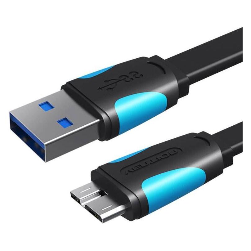 Vention Flat USB 3.0 A to Micro-B cable VAS-A12-B025 0.25m Black (0.25 m, USB 3.2 Gen 1) (VAS-A12-B025)