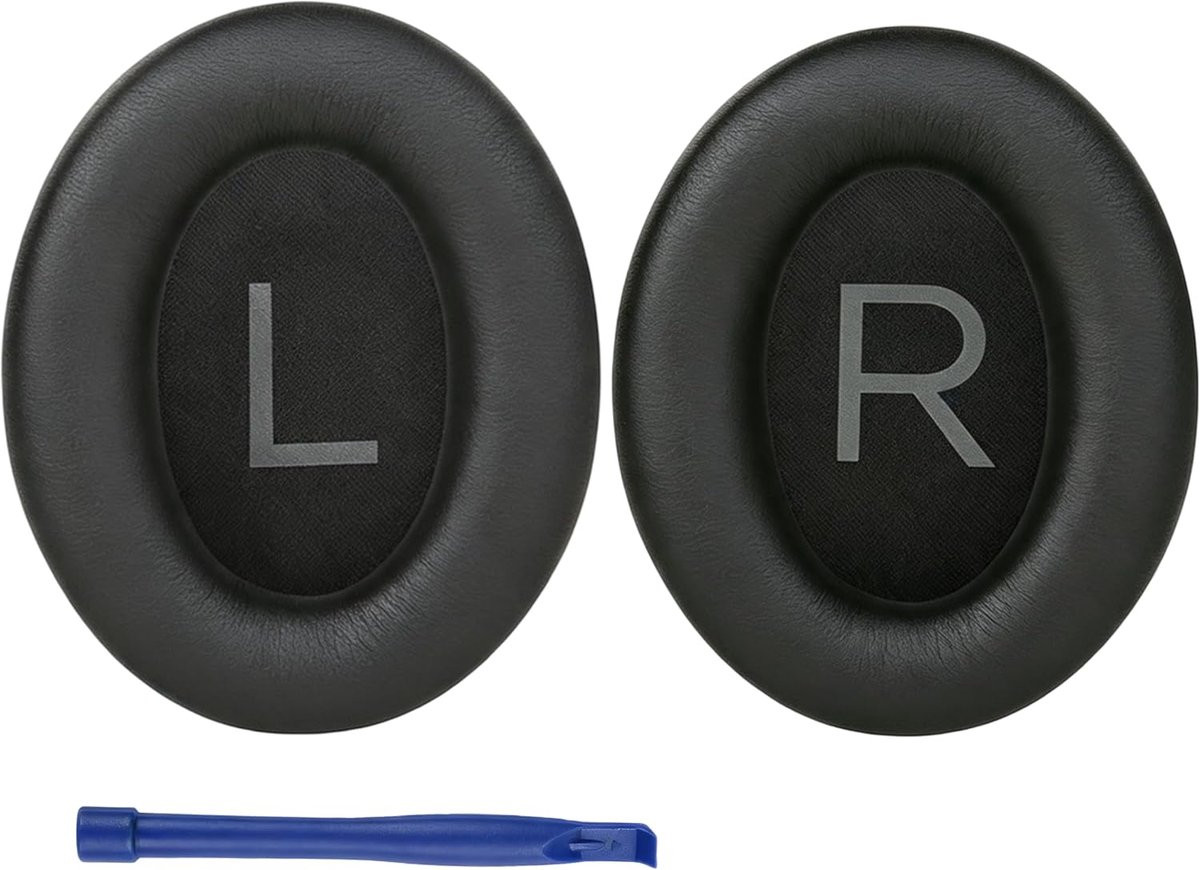 Set van 2 vervangende hoofdtelefoonkussens voor Bose QuietComfort QC45, QC SE en QuietComfort Wireless Over-Ear, zwart