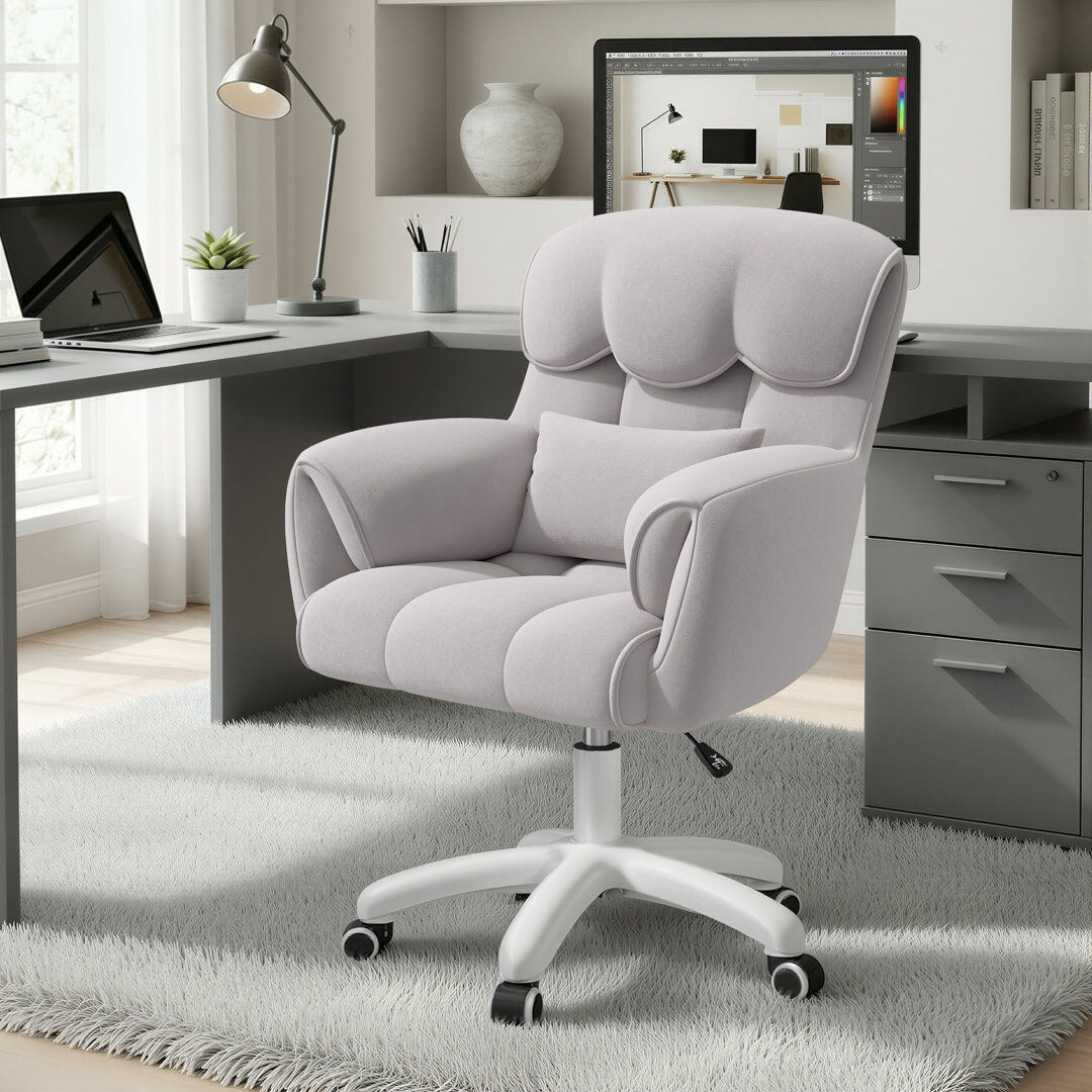 Fairmont Park Velvet Office Chair Grey/White 56cm W X 58cm D